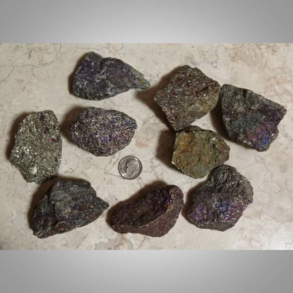 ONE PYRITE PEACOCK ORE chunk rock : abundance luck confidence CHAKRA - Picture 2 of 3